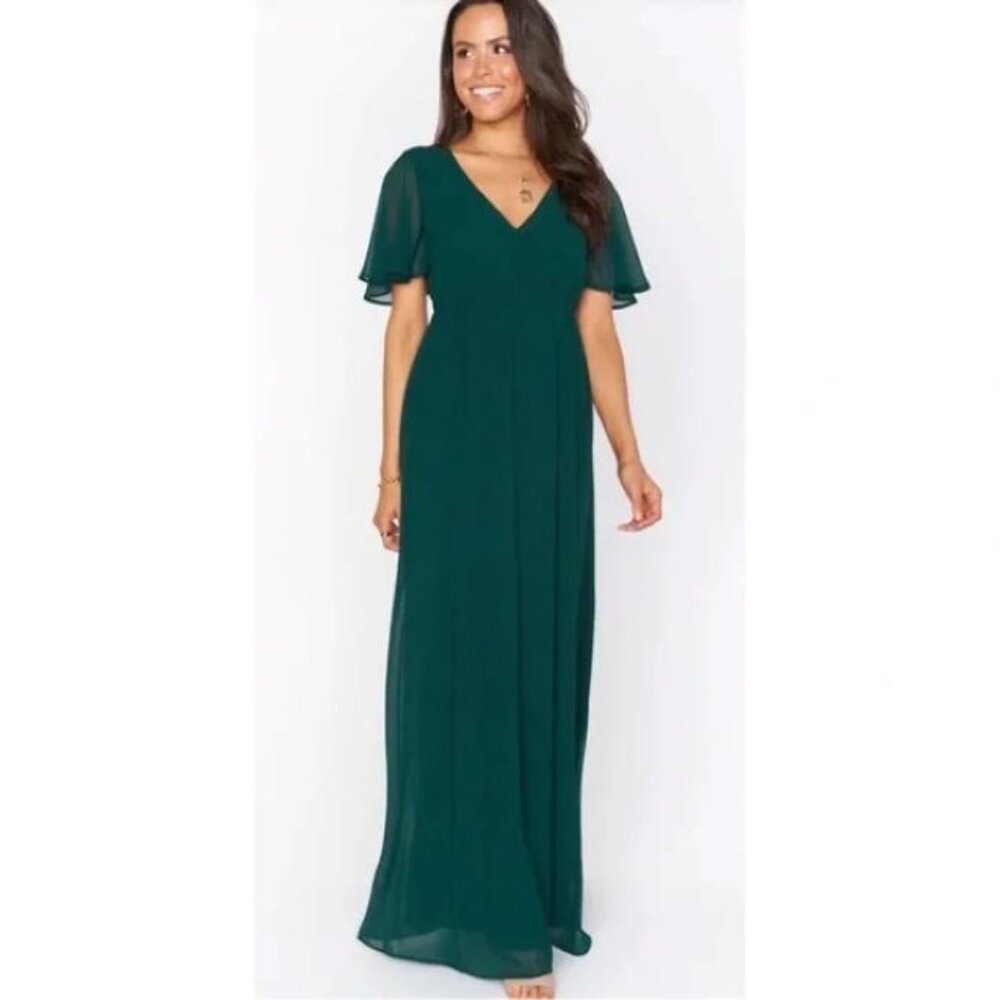 NWT Show Me Your MuMu Emily Empire Emerald Chiffon Dress